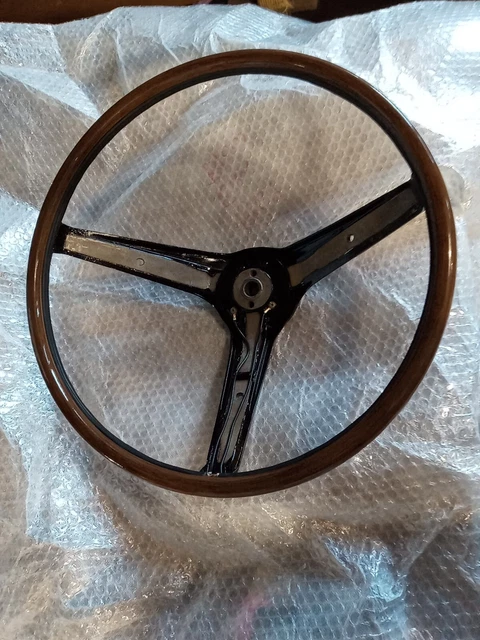 1969 Ford Mustang Rim Blow 3-Spoke Woodgrain Steering Wheel- Restored