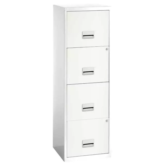 A4 4 Drawer Maxi Tall Filing Cabinet White - QUALITY DURABLE STEEL METAL