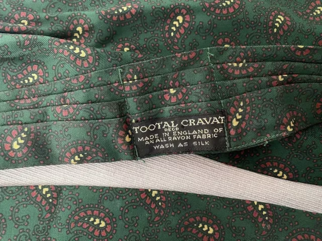 Vintage TOOTAL Cravat Mens 1950s/1960s MOD Retro PAISLEY GREEN RED GOLD