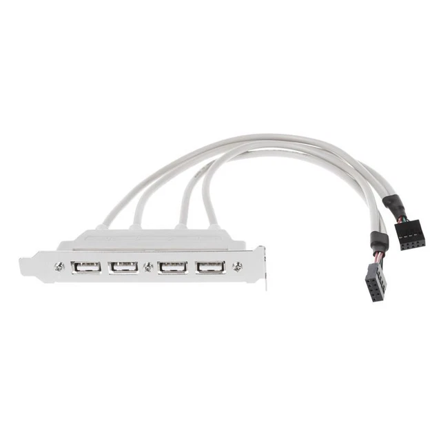 Dual Motherboard 9Pin Header to 4Port USB 2.0 Female Cable PCI Bracket I1Z5
