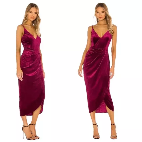 NWT Yumi Kim Felicity Dress Wine Velvet Midi Formal Party Cocktail Revolve M