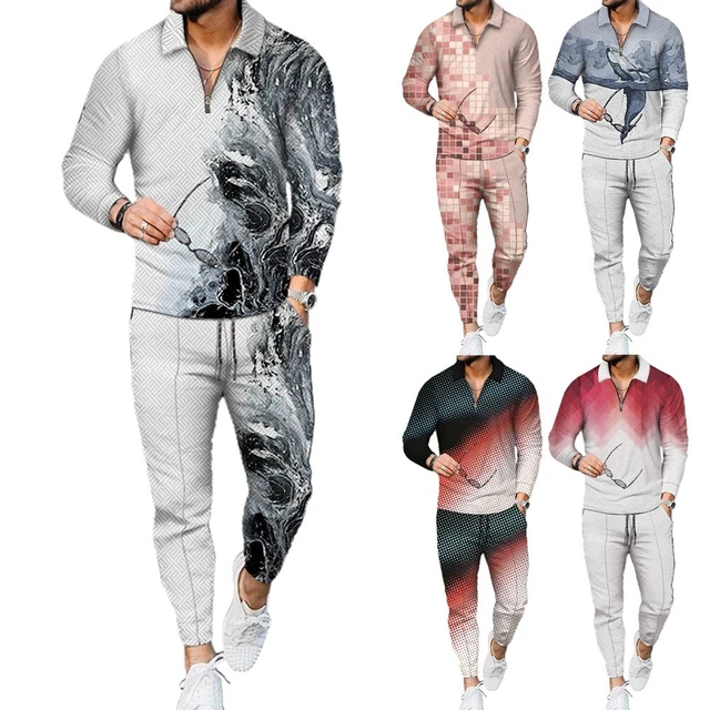 Set top e pantaloni eleganti a maniche lunghe con cerniera per abiti sportivi ca