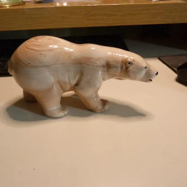 Vintage Clay Swirl Alaskan Pottery Polar Bear Figurine Handmade Inlet signed.