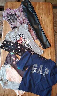 7 Pc Girl's Gap Clothes Lot Sweatshirt Minnie Mouse Outfit Leggings Black - M(8)