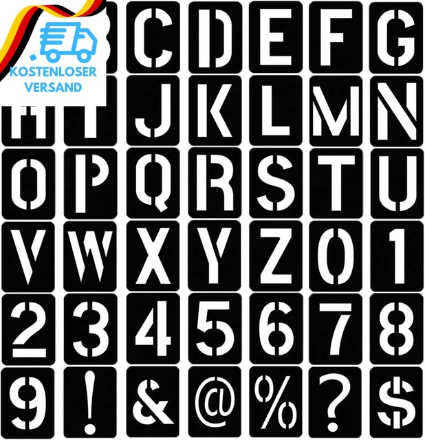 42 Stück Buchstaben Schablonen Set - 10cm Alphabet Zahlen Zeichen