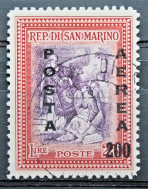 San Marino 1948 Francobollo Con Sovrastampa Posta Aerea Timbrato Used (C.a1)