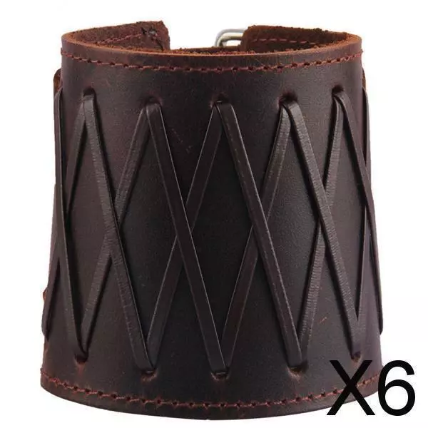 6X Punk Rock Gothic Leather Wrist Bracer Guards Arm Protector Wristband