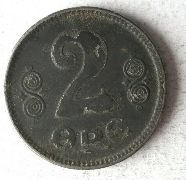 1918 DENMARK 2 ORE - VERY RARE TYPE - High Quality Coin - FREE SHIP - Bin #407