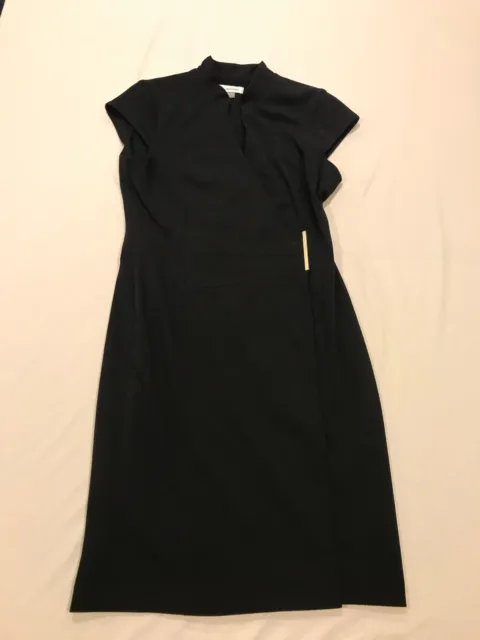 Calvin Klein Sheath Wrap Mini Dress Size 8 Career V-Neck Women's Color Black