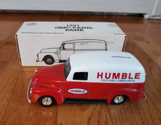 ERTL 1951 GMC PANEL TRUCK BANK HUMBLE OIL & LUBRICANTS 1/25th SCALE DIE CAST