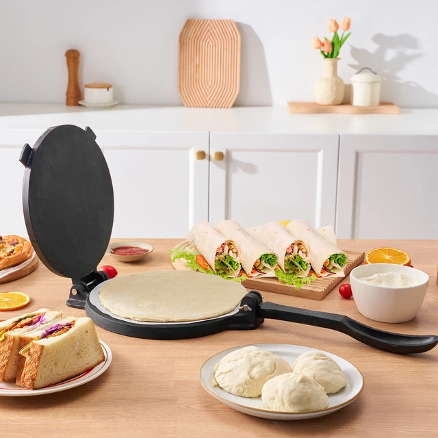 Presse à Tortillas En Fonte D'aluminium 27 Cm | Pour Tortillas, Crêpes, Chapati Maison | Facile à Utiliser Et à Nettoyer - 5