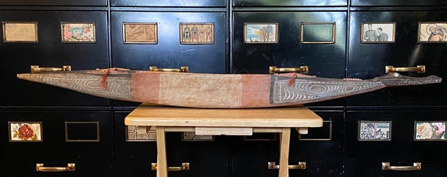 Antique Primitive Hand Carved Complete Crocodile Head Canoe Papua New Guinea 46"