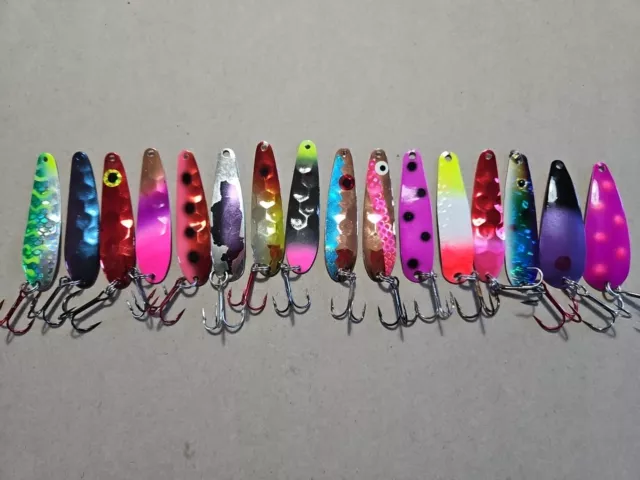 16pc LOT - Walleye TROLLING SPOONS -stinger zipper trout 4W