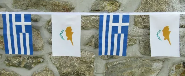 Cyprus & Greece Flag Bunting Greek Cypriot Friendship Bunting - 6m Long 20 Flags