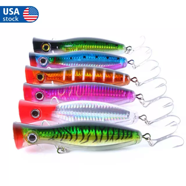 5* LARGE TOPWATER Popper Fishing Lures Crankbaits Bass Trout Hard Bait  Tackle $23.00 - PicClick
