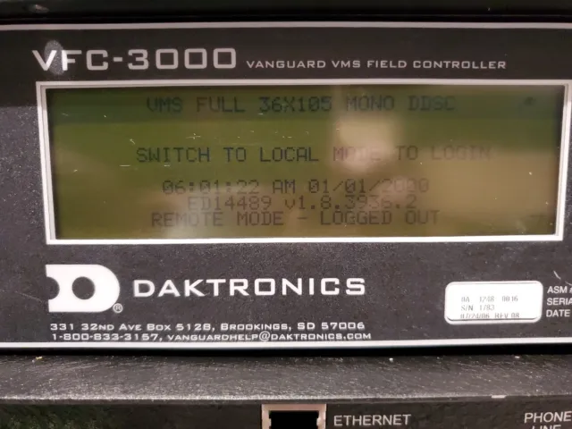 DAKTRONICS VFC-3000 Vanguard VHS Field Controller 0A-1248-0016