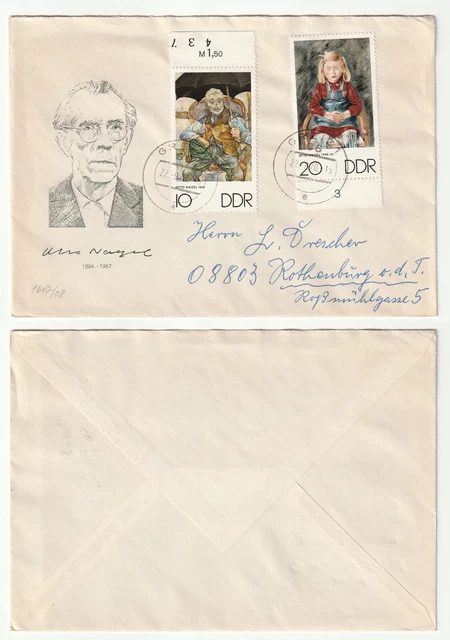 96668 - Mi.Nr. 1607-1608 - FDC - Greiz 22.9.1970 nach Rothenburg o.d.T.