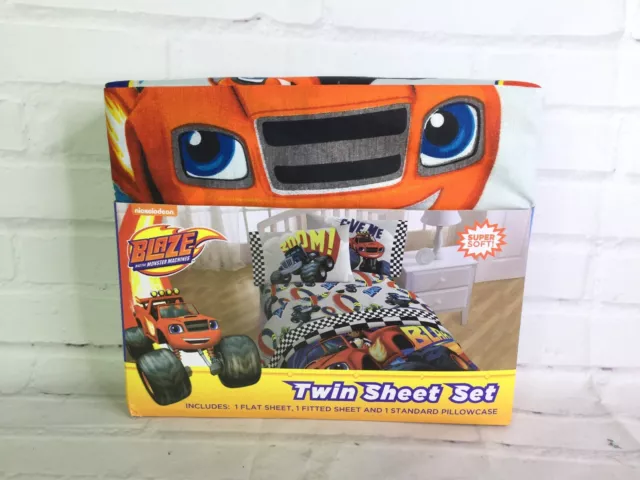 Nickelodeon Blaze And The Monster Machines Fast Track 3 Piece Twin Sheet Set NEW