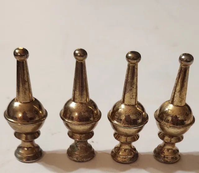 4.7 Antique French Walnut Wood Finials Pair - Newel Post Finial