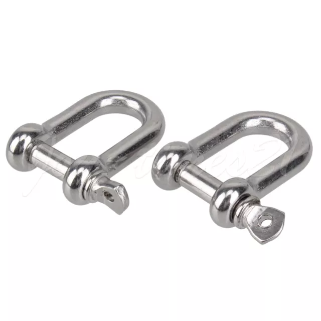2PCS 304 Stainless Steel M4/4mm D Shackle Marine T304 Boat Shade Rigging Silver