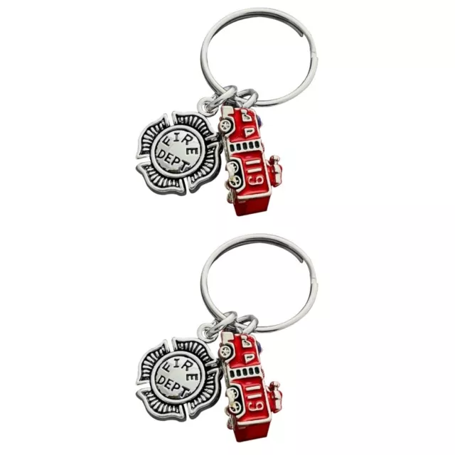 2 Count Fire Truck Keychain Metal Child Toys from Cars Ring