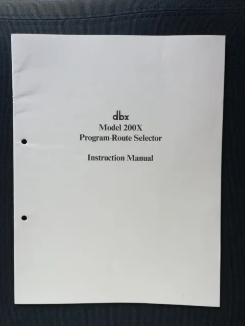 DBX Model 200X Program-Route Selector - Original Instuction Manual