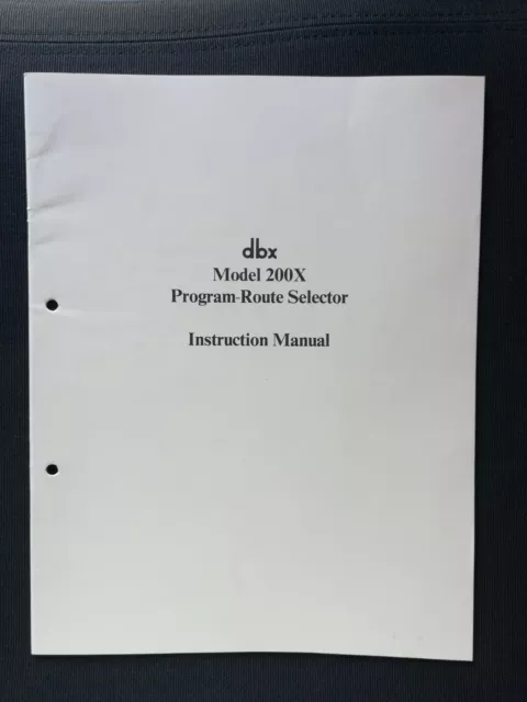 DBX Model 200X Program-Route Selector - Original Instuction Manual