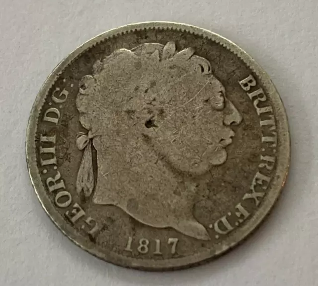 1817 George III Sixpence Coin .925 Sterling Silver