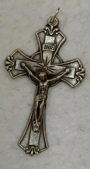 Crucifix, 45mm Silver Tone Metal Cross & Corpus, Crucifix Pendant, Made in Italy