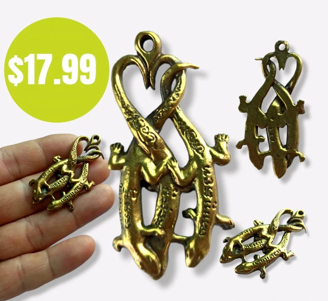 Magic 3 Gecko Yantra LP Na Win Your Lover Attraction Amulet Pendant Famous Monk