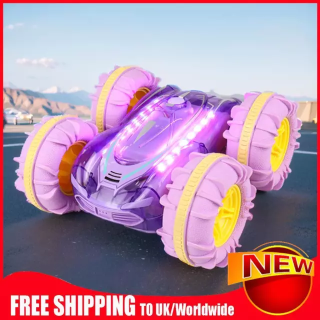 2.4G Waterproof Drift RC Stunt Car 360 Degree Rotate Car with Light (Purple 2RC)