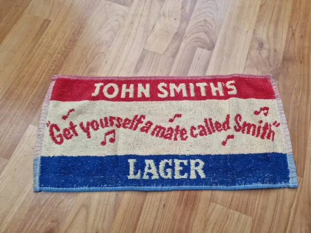 Rare Vintage John Smiths Lager Bar Beer Towel Breweriana