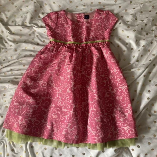 Baby Gap Toddler 3 Years Pink Green Flower Dress Short Sleeve - Free Shipping