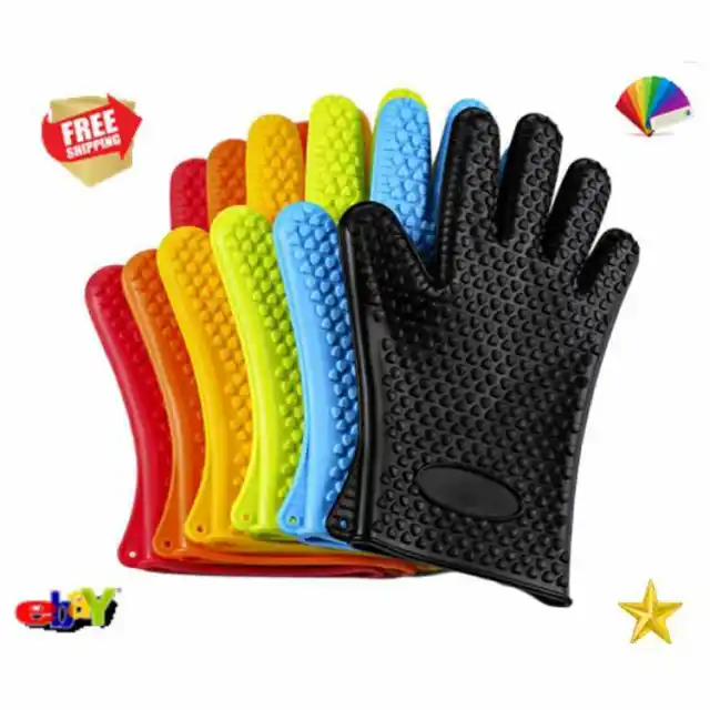 Silicone oven Gloves Heat resistant easy care 4 different types in 9 colours UK