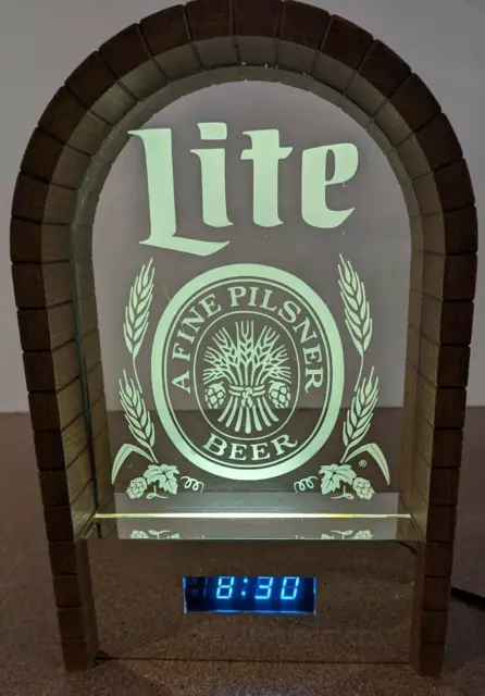 Vintage 1987 Miller High Life Beer Arched Lucite Digital Clock Sign 13"