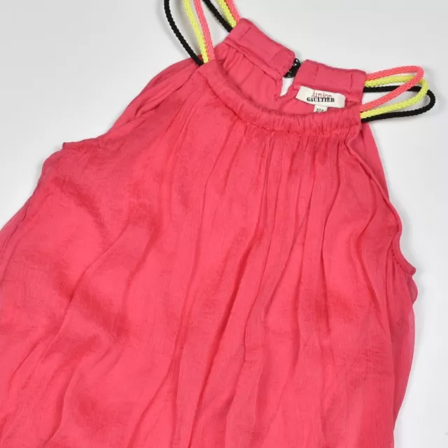 Junior GAULTIER JEAN PAUL Girls 100% SILK Pink Dress Lined Sleeveless Age 12 Y