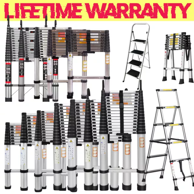 2M-6M Telescopic Ladder Multi-Purpose Extendable Folding Alu/Steel Ladders Loft