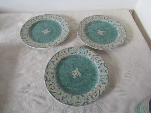 BHS British Home Stores Set of 3 x Valencia Design Stoneware Plates 20.5cm diam