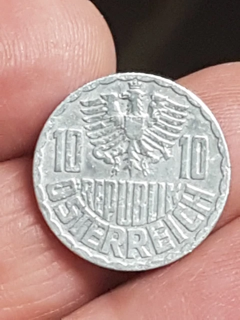 ☆☆ 1952 AUSTRIA 10 GROSCHEN ALUMINUM AUSTRIAN  EAGLE KM#2878 19.8mm L@@K LOW$☆☆☆