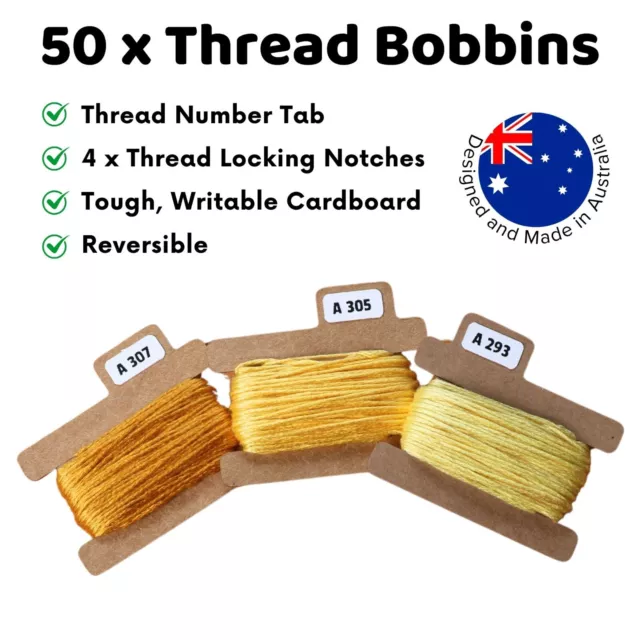 50 Pack x Embroidery / Cross Stitch Thread / Floss Bobbins suits Organizer Box