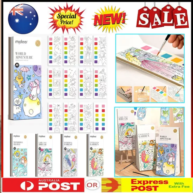 POCKET-WATERCOLOR PAINTING BOOK- For kids Gift 20 Picture Creative Garden  Paint $18.22 - PicClick AU