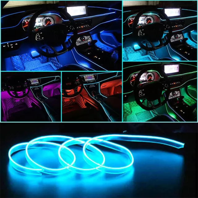 Neon LED Light Glow EL Wire String Strip Rope Tube Decor Car Party Controller