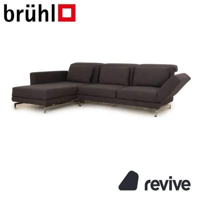 Brühl Moule Fabric Corner Sofa Grey Function Sofa Couch Recamiere Left Manual