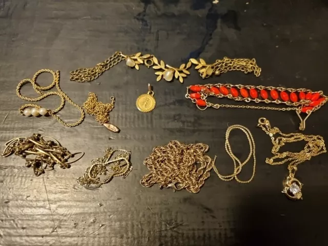 Scrap Jewellery Job Lot - Yellow Metal - No Gold Hallmarks - Almost 50g