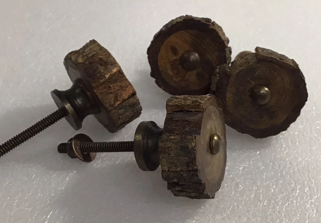 Lot 4 Natural Wood Stump Knob Pulls Home Decoration Door,Drawer,Cabinet Hardware