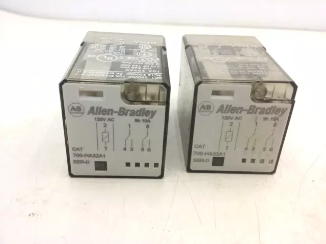 Allen Bradley 700-Ha32A1 Tube Base Relay 8 Pins 10A 120V Ac Series D (Lot Of 2)
