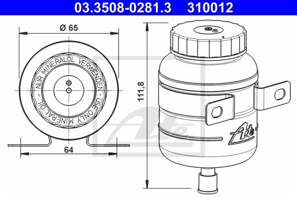Vase D'Expansion le Liquide de Frein ATE 03.3508-0281.3