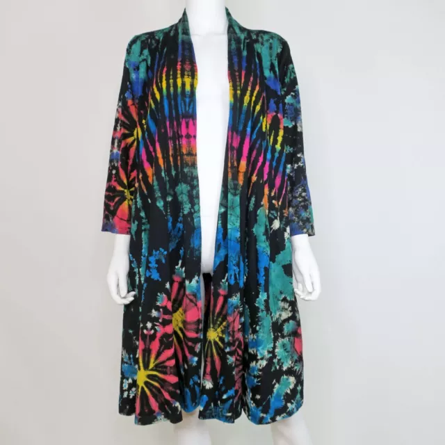 The Collection Royal Tie Dye Tunic Cardigan Open Front Duster Women's Small/Med