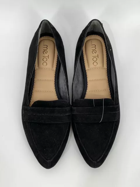 Me Too Alissa Black Leather Slip On Pointed Toe Loafer Flats Women’s Size 6.5M