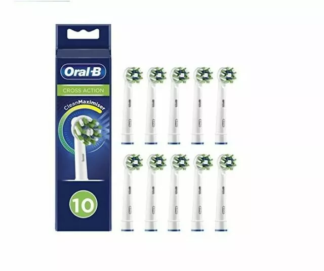 Oral-B Cross Action Testine Spazzolino Elettrico, Confezione Da 10 Pezzi, Bianco